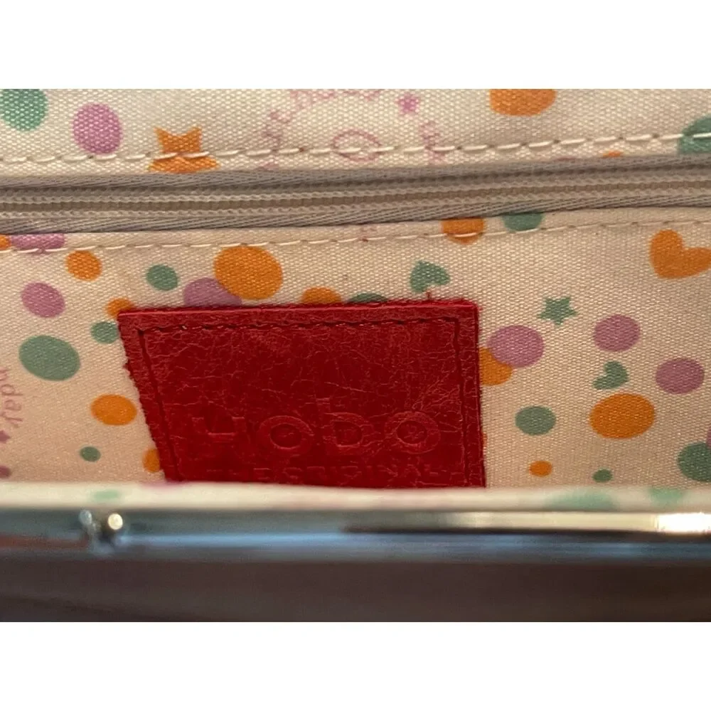 HOBO International Lauren Leather Double Kiss Locks Frame Clutch Wallet Vintage